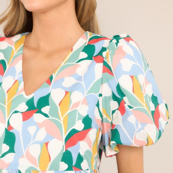 Red Dress Living My Best Life Sky Blue Multi Print Dress Size Small / Sky Blue - Picture 2 of 3